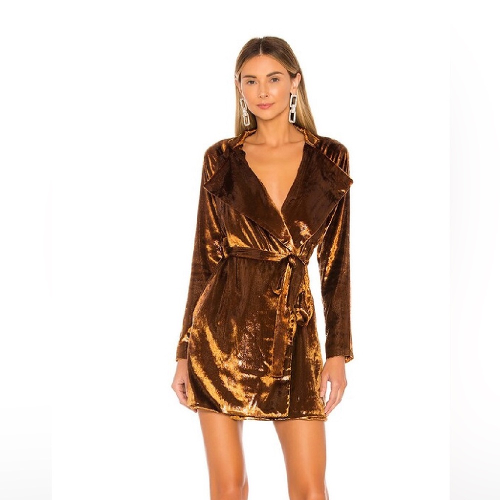 Lovers & Friends Copper Norton Mini Wrap Dress NWT